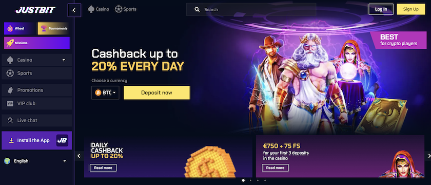 Justbit Crash Gambling Casino Homepage