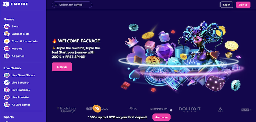 Empire Crash Casino Homepage