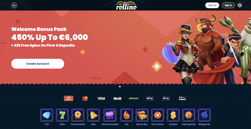 Rollino crash homepage